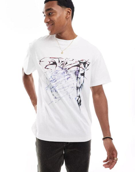 Weekday oversized t-shirt with dragon graphic print in white