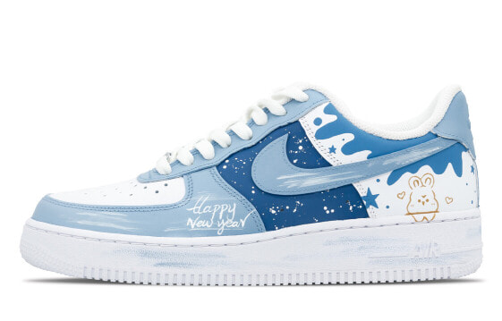 【定制球鞋】 Nike Air Force 1 Low 空军一号 小金兔 雪夜 NewYear 低帮 板鞋 女款 天蓝 兔年限定 / Кроссовки Nike Air Force DD8959-100