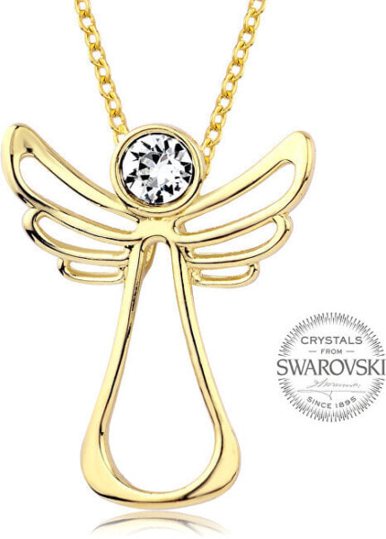 Позолоченное ожерелье с кристаллами ангела-хранителя