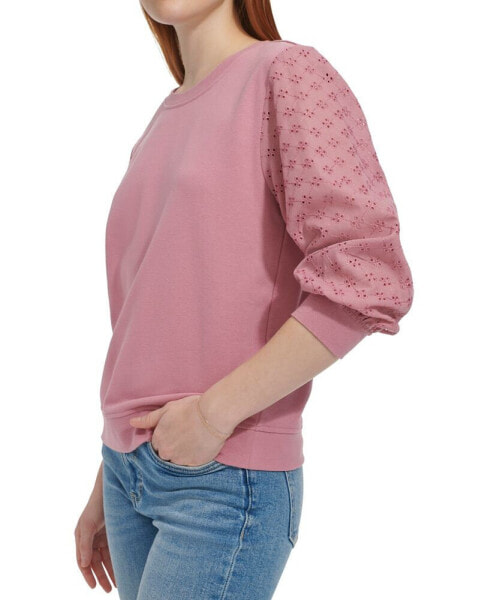 Women's Embroidered-Sleeve Top