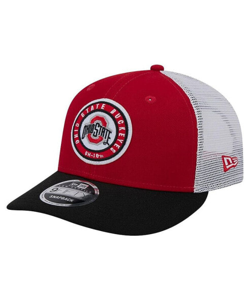 Men's Scarlet Ohio State Buckeyes Throwback Circle Patch 9fifty Trucker Snapback Hat