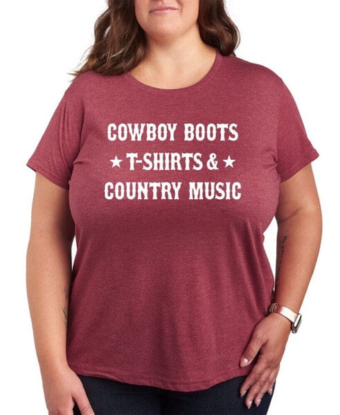 Cowboy Boots T-Shirts Country Music Plus Size Graphic T-Shirt