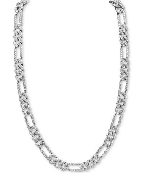 Men's Cubic Zirconia Figaro Link 22" Chain Necklace in Sterling Silver, Created for Macy's