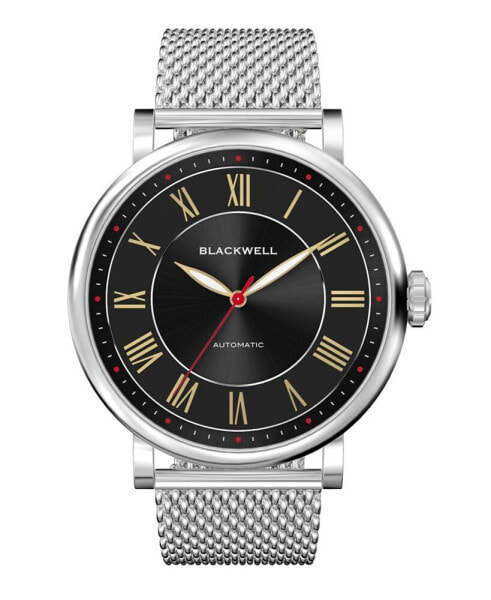 Sunray Black Dial with Silver Tone Steel and Silver Tone Steel Mesh Watch 44 mm