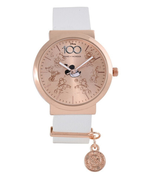 Women's Disney 100th Anniversary Analog White Faux Leather Watch 32mm