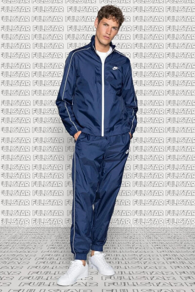 Спортивный костюм Nike Hoxton свободного кроя с манжетами из льняной ткани синего цвета