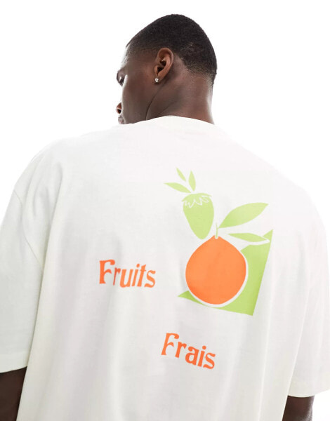 ASOS DESIGN oversized t-shirt in off white with back fruit print