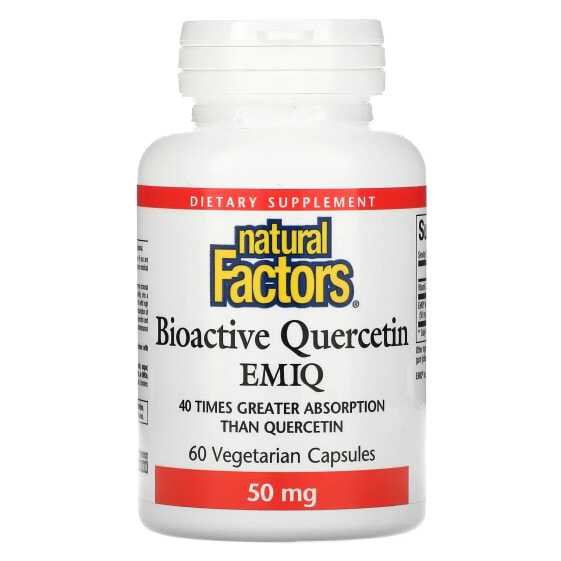 БАД биоактивный кверцетин EMIQ Natural Factors 50 мг, 60 вегетарианских капсул