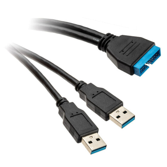 InLine USB 3.0 Adapterkabel, 2x Stecker A auf Pfostenanschluss 19pol - 0,4m