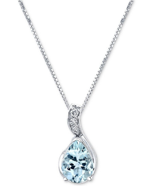 Aquamarine (3/4 ct. t.w.) & Diamond Accent 18" Pendant Necklace in 14k White Gold