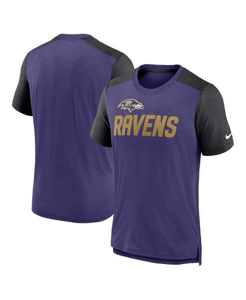 Футболка Nike для мужчин Цветная блокировка команды Baltimore Ravens, фиолетовая меланж, черная "Heathered"