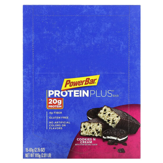 Протеиновый батончик Powerbar Protein Plus, Кукиз и крем, 15 батончиков по 61 г каждый