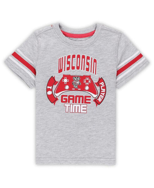 Toddler Boys and Girls Heather Gray Wisconsin Badgers Gamer T-shirt