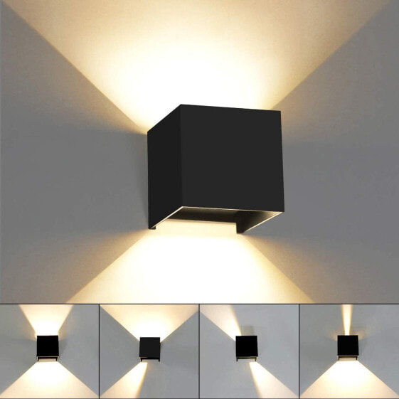 HAWEE Modern Wall Lamp LED Wall Light Up Down Adjustable Beam Angle Aluminium Wall Lighting Indoor Outdoor Waterproof IP65 for Bathroom Stairs Bedroom Corridor Living Room 12 W 6000 K [Energy Class F]