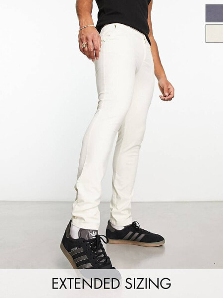 ASOS DESIGN 2 pack skinny chinos in off white and charcoal 