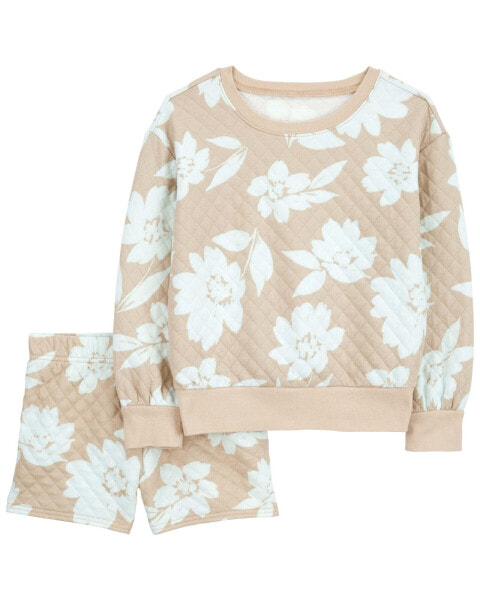 Kid 2-Piece Floral Long-Sleeve Top & Short Set 4