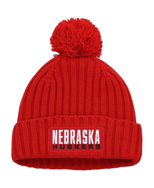Men's Scarlet Nebraska Huskers Modern Ribbed Cuffed Knit Hat with Pom