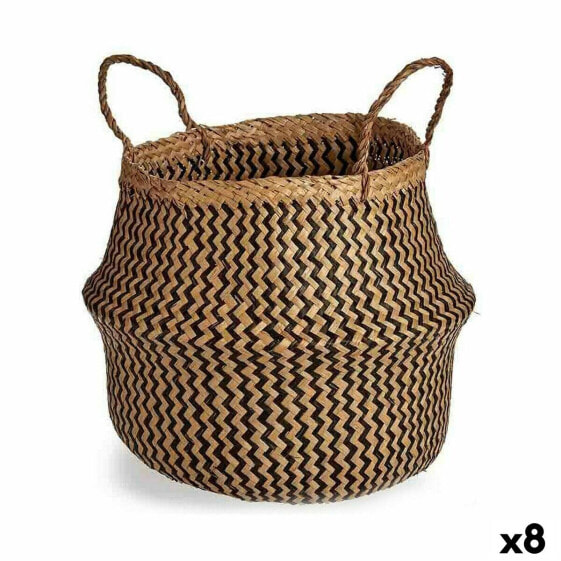 Decorative basket Brown Black Rushes 15 L 40 x 54 x 40 cm (8 Units)