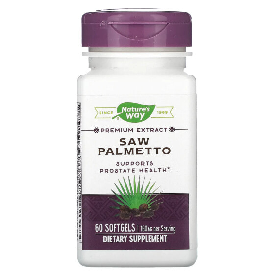 Витамины для мужского здоровья NATURE'S WAY Saw Palmetto, 160 мг, 60 капсул