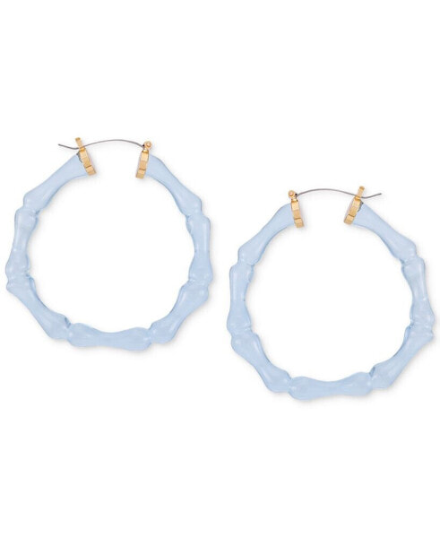 Lucite Bamboo-Shaped Large Hoop Earrings, 2.25"