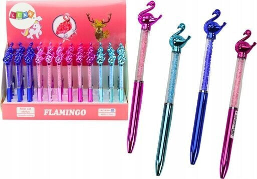 LeanToys Długopis Z Flamingiem Diamenciki Niebieski Wkład 0.7mm Mix