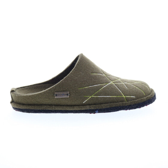 Haflinger Mikado 314037-116H Womens Green Canvas Slip On Clogs Slippers Shoes