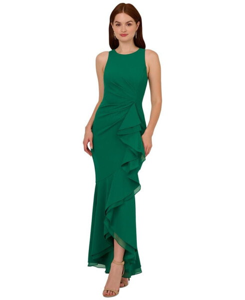 Women's Sleeveless Ruffled High-Low Gown