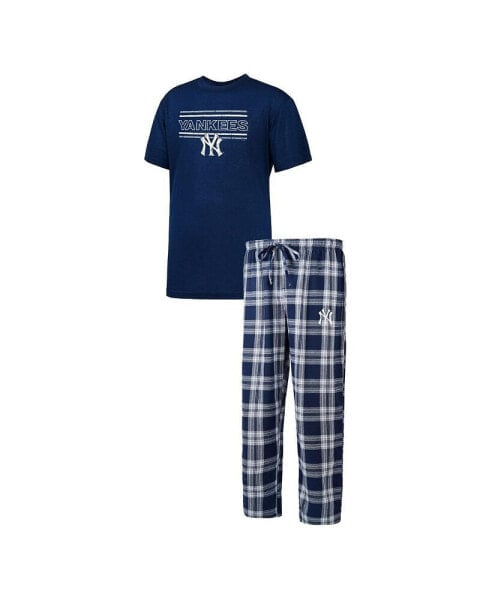 Men's Navy, Gray New York Yankees Badge T-shirt and Pants Sleep Set