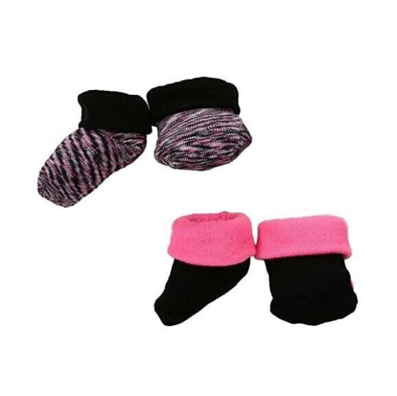 Nike 241672 Girls Infant 2-Pair Pack Knit Booties Pink/Black Size 0-6 Months