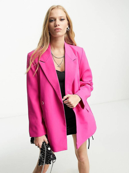 Only oversized blazer co-ord in bright pink