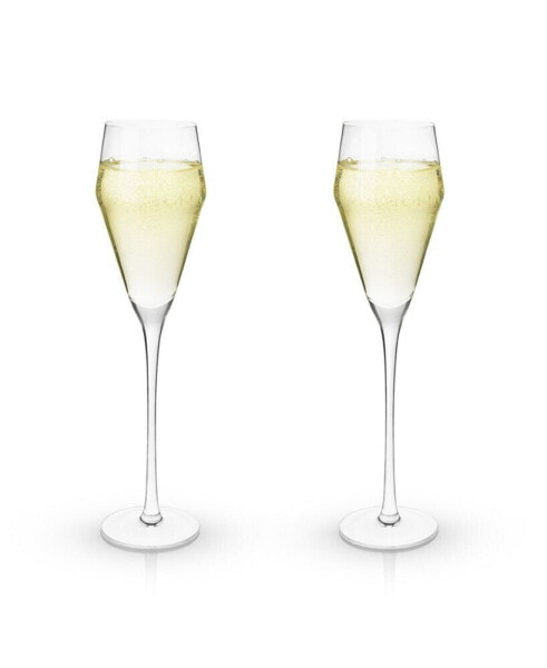 Raye Angled Crystal Prosecco Glasses Set of 2, 8 Oz