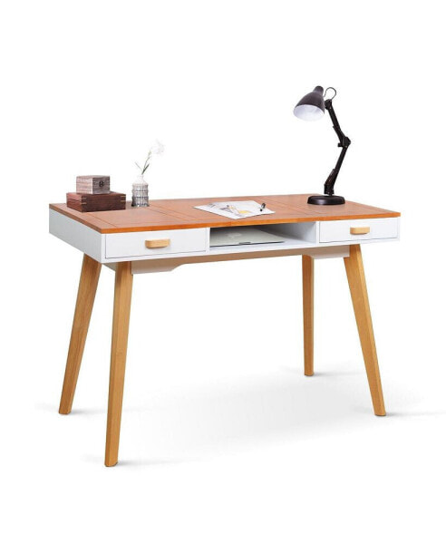 Modern Simple Style Solid Wood Computer Desk, Home Office Writing Desk, Study Table With Drawers