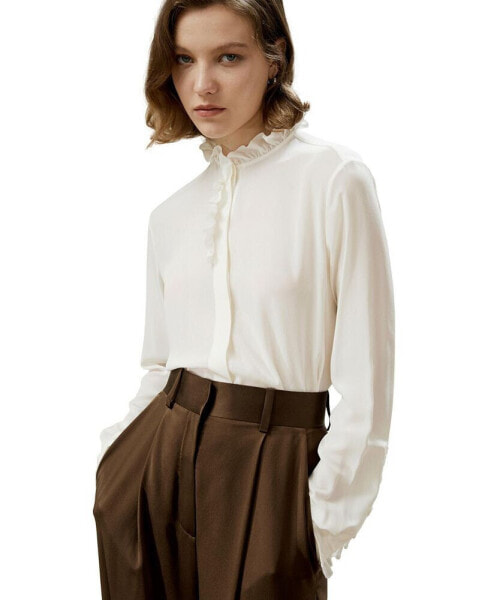 Блузка шелковая LILYSILK с оборками для женщин