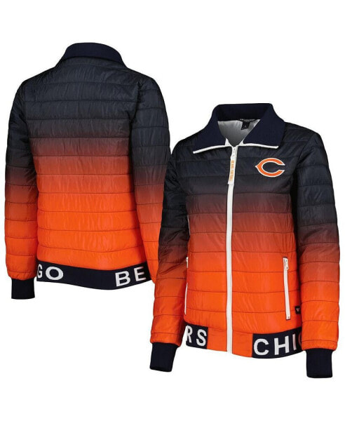 Women's Navy, Orange Chicago Bears Color Block Full-Zip Puffer Jacket