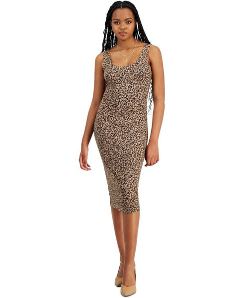Petite Cheetah-Print Bodycon Midi Dress, Created for Macy's