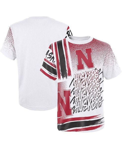Big Boys White Nebraska Huskers Gametime Multi-Hit T-shirt