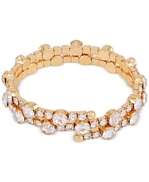 Gold-Tone Crystal Double-Row Bangle Bracelet