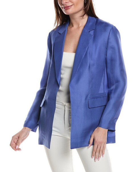 Lafayette 148 New York Flap Pockets Silk Blazer Women's