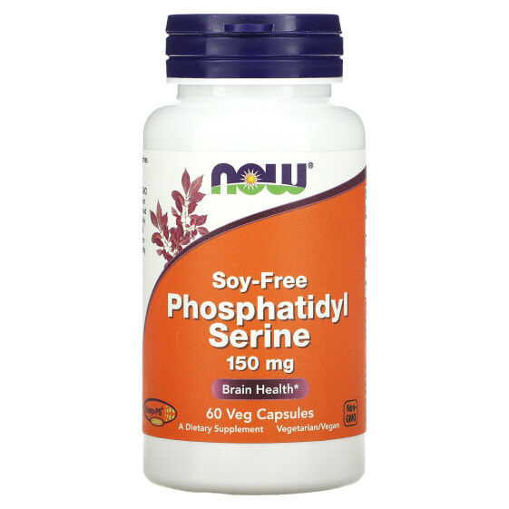 Витамины для улучшения памяти NOW Phosphatidyl Serine, без сои, 150 мг, 60 вег капсул