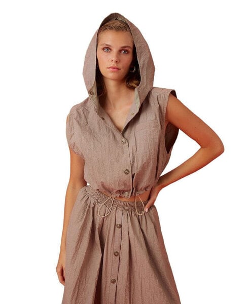 Women's Ruffled Hooded Vest