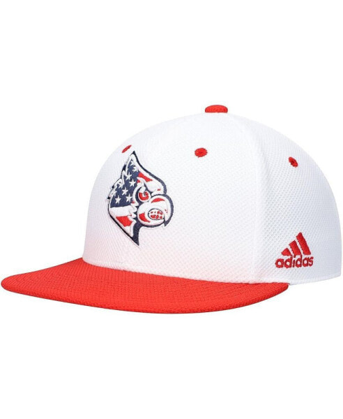 Men's White Louisville Cardinals On-Field Baseball Fitted Hat