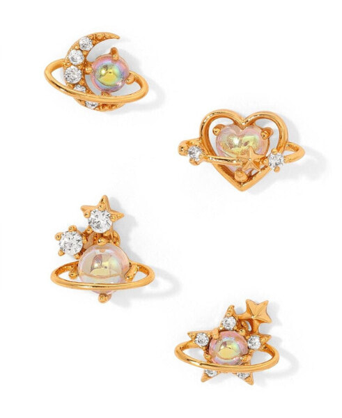 Crystal Opalescent Celestial Universal Love Stud Earrings Set