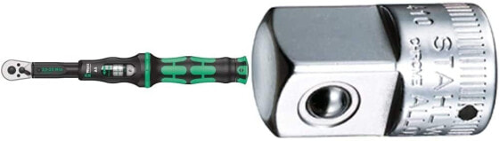Wera 05075605001 Click-Torque A 6 Torque Wrench with Reversible Ratchet, Black, Green, 1/4 Inch Hexagon, 2.5-25 Nm & Bit Assortment, 61 Pieces, Black, 05057441001