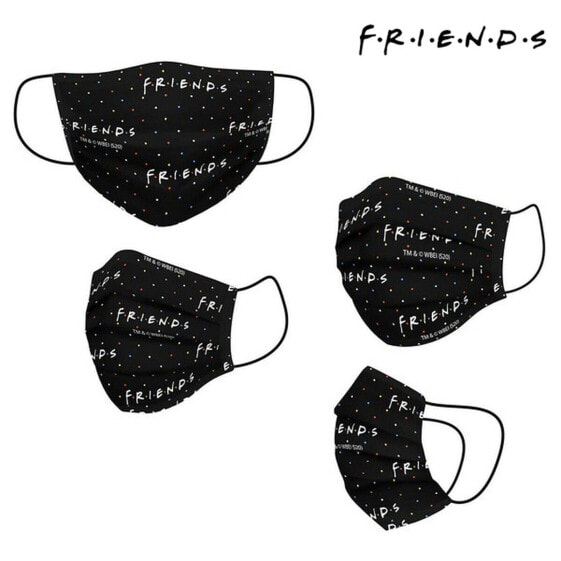 Hygienic Reusable Fabric Mask Friends Adult Black