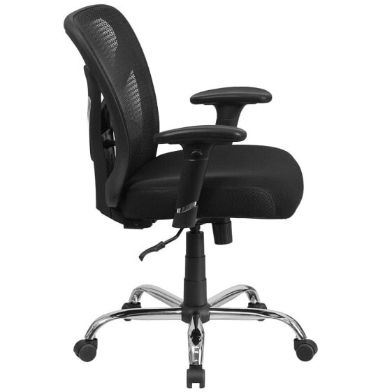 Hercules Series Big & Tall 400 Lb. Rated Black Mesh Swivel Task Chair With Height Adjustable Back And Arms