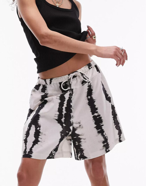 Topshop beach shorts in tie dye print