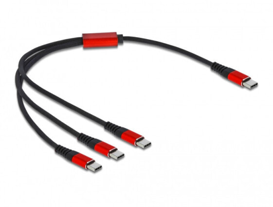 Delock 86712 - 0.3 m - USB C - 3x USB C - USB 2.0 - Black - Red