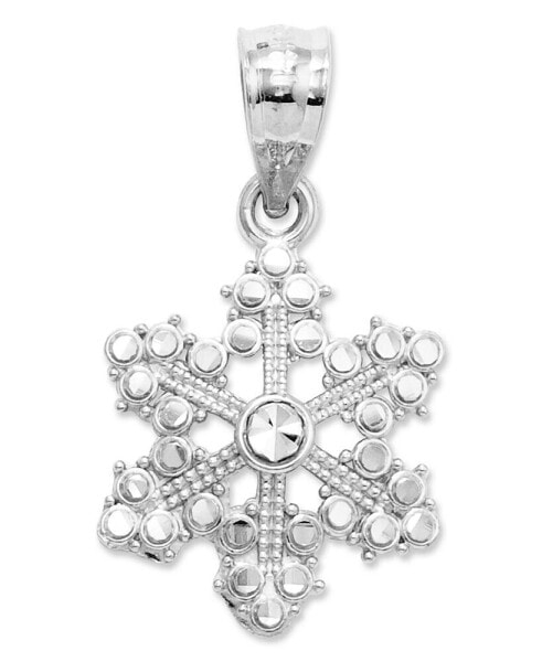 14k White Gold Charm, Snowflake Charm