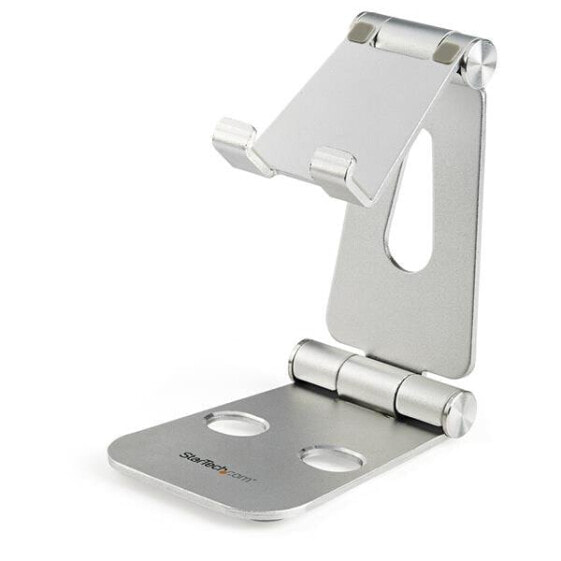 Phone and Tablet Stand - Foldable Universal Mobile Device Holder for Smartphones & Tablets - Adjustable Multi-Angle Ergonomic Cell Phone Stand for Desk - Portable - Silver - Mobile phone/Smartphone - Tablet/UMPC - Multimedia stand - Desk - Silver