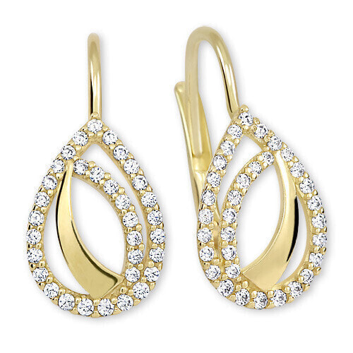 Fashion earrings made of yellow gold with crystals 745 239 001 00828 0000000